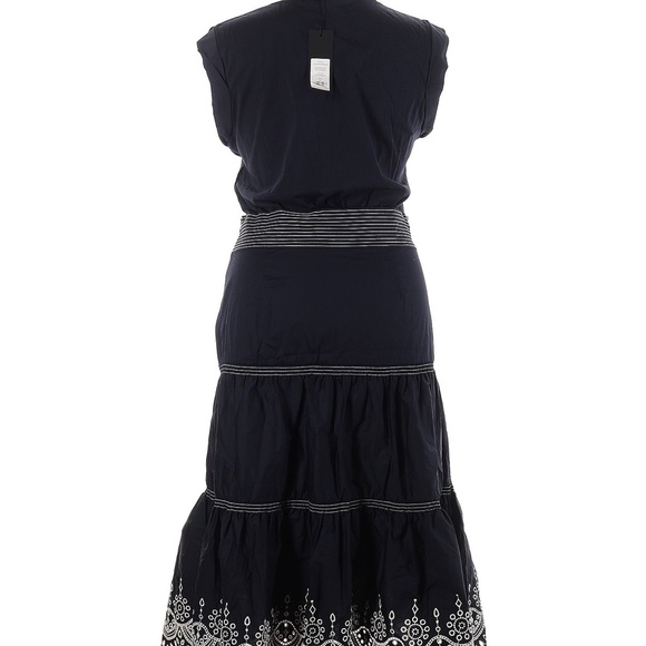 Veronica Beard Womens Amaia Eyelet Midi Dress NWT Size M Navy/Pearl - Picture 2 of 6